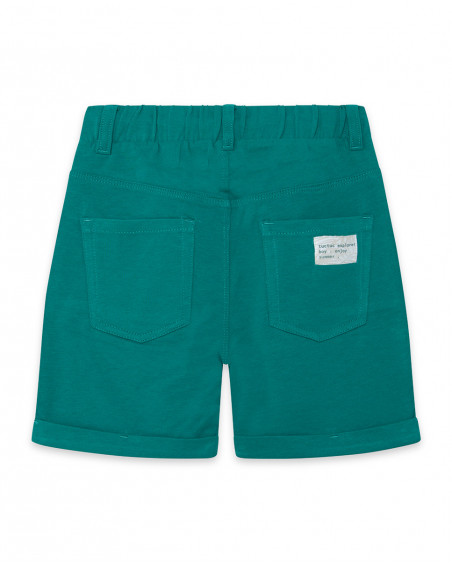 Bermuda en jersey lacets garçon vert jungle street