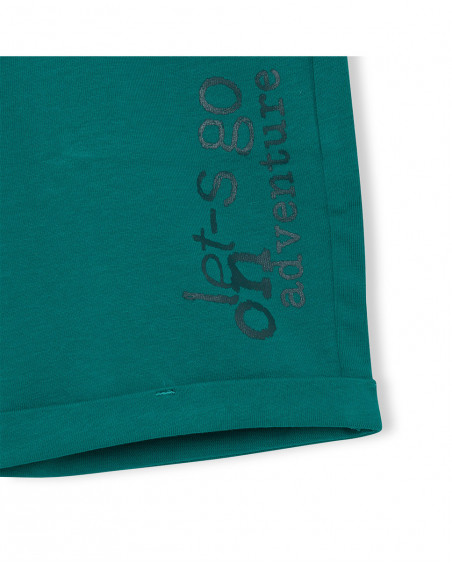Bermuda en jersey lacets garçon vert jungle street
