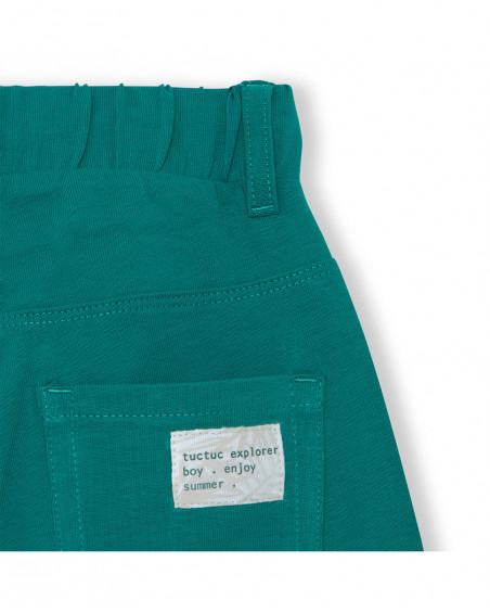 Bermuda en jersey lacets garçon vert jungle street