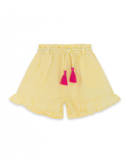 Short en chasuble à rayures fille jaune funcactus