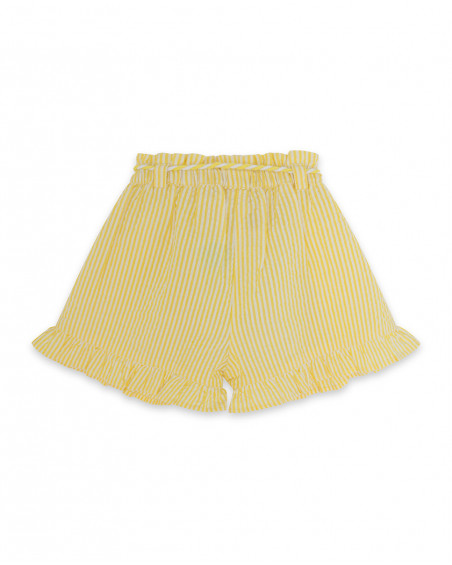 Short en chasuble à rayures fille jaune funcactus