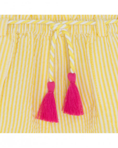 Short en chasuble à rayures fille jaune funcactus