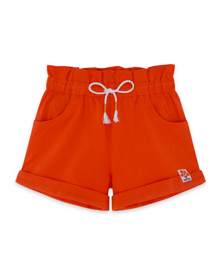 Short en jersey lacets fille orange summer festival Short en jersey lacets fille orange summer festival