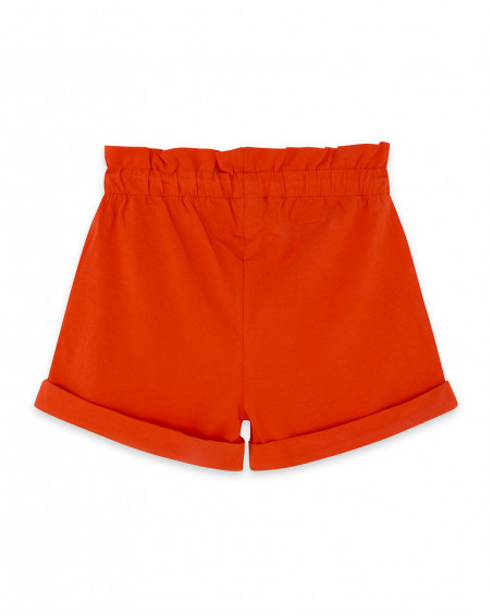 Short en jersey lacets fille orange summer festival Short en jersey lacets fille orange summer festival