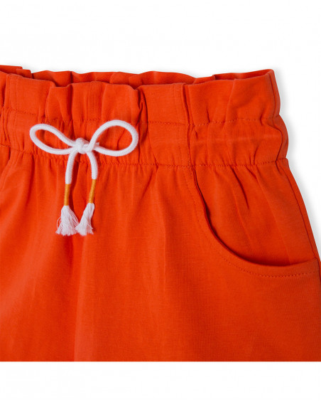 Short en jersey lacets fille orange summer festival Short en jersey lacets fille orange summer festival
