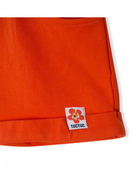 Short en jersey lacets fille orange summer festival Short en jersey lacets fille orange summer festival