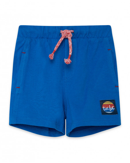 Bermuda en jersey lacets garçon bleu enjoy the sun Bermuda en jersey lacets garçon bleu enjoy the sun