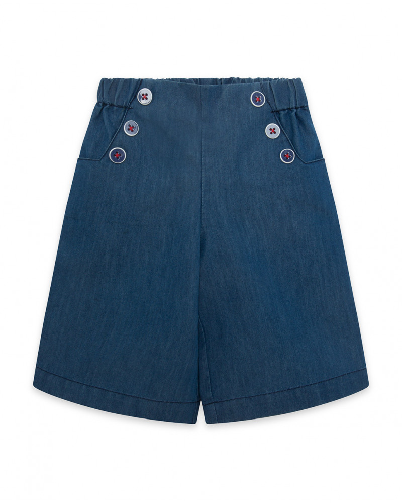 Pantalon en jeans boutons fille bleu red submarine