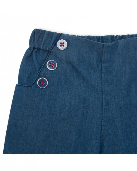 Pantalon en jeans boutons fille bleu red submarine Pantalon en jeans boutons fille bleu red submarine