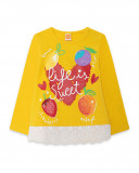 Tee-shirt en jersey manche longue fille jaune fruitty time Tee-shirt en jersey manche longue fille jaune fruitty time
