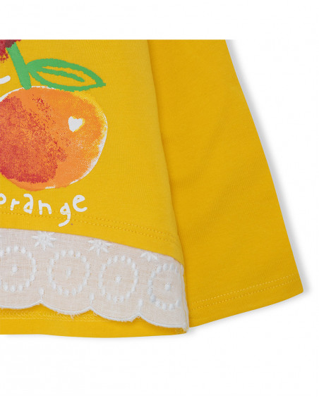 Tee-shirt en jersey manche longue fille jaune fruitty time