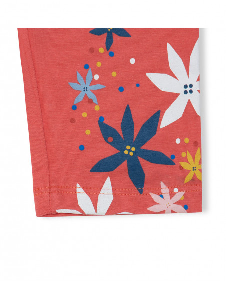 Tee-shirt et legging capri fleurs fille orange enjoy the sun