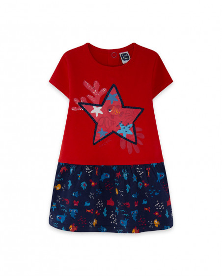 Robe en jersey imprimé fille rouge red submarine Robe en jersey imprimé fille rouge red submarine