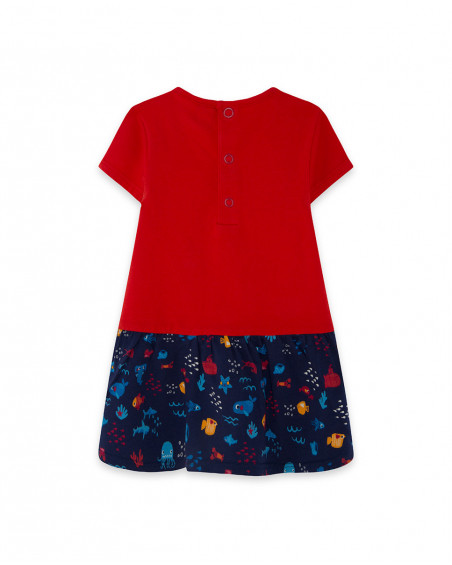 Robe en jersey imprimé fille rouge red submarine Robe en jersey imprimé fille rouge red submarine