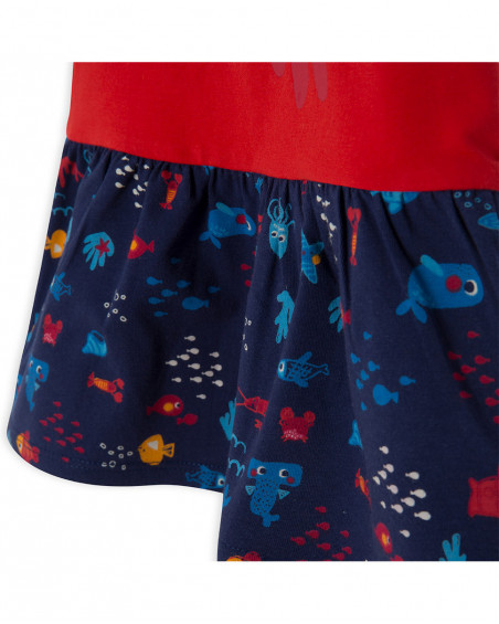 Robe en jersey imprimé fille rouge red submarine Robe en jersey imprimé fille rouge red submarine
