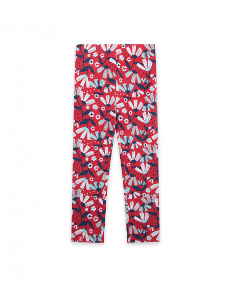 Leggings en jersey fleurs fille rouge sea lovers