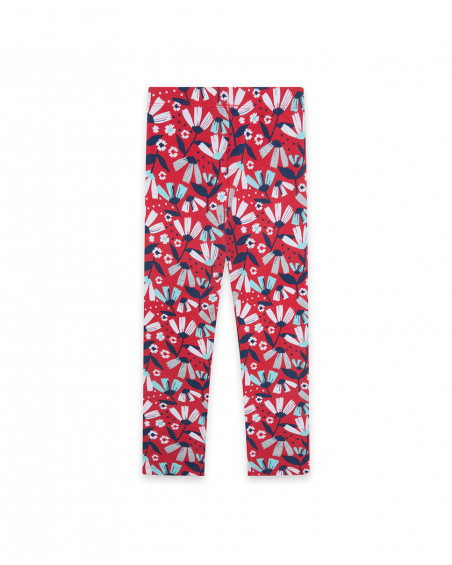 Leggings en jersey fleurs fille rouge sea lovers