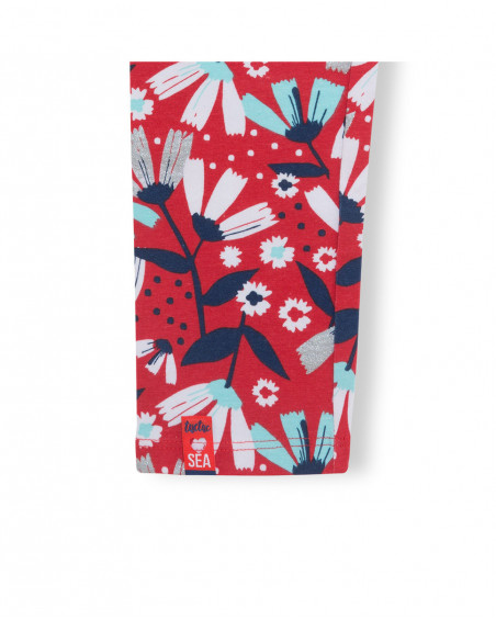 Leggings en jersey fleurs fille rouge sea lovers