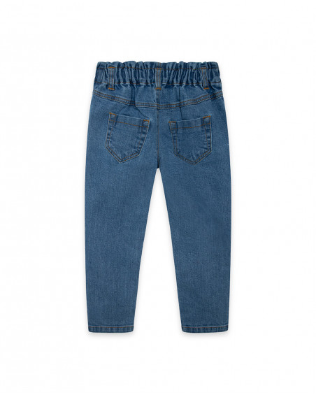 Pantalon en jeans feuilles fille bleu island