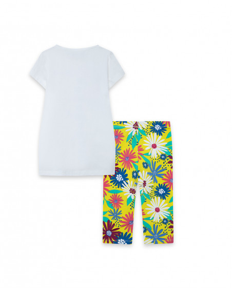 Tee-shirt et legging capri fleurs fille blanche ready to bloom Tee-shirt et legging capri fleurs fille blanche ready to bloom