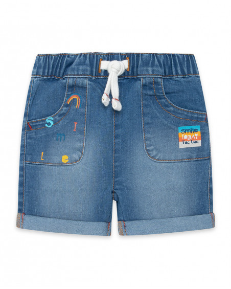 Bermuda en jeans avec poches fille bleu smile today