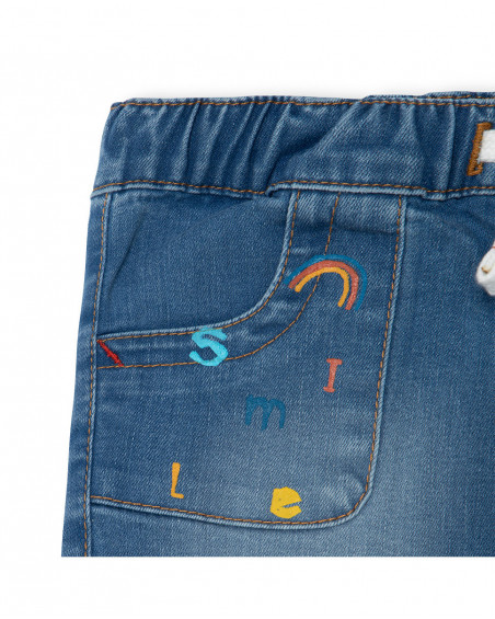 Bermuda en jeans avec poches fille bleu smile today