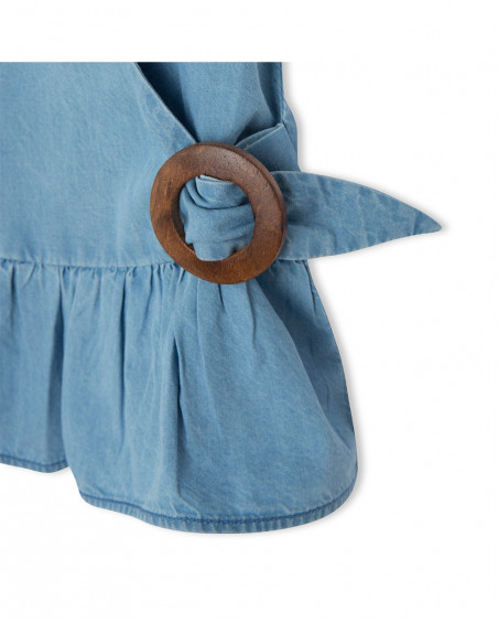 Blouse en jeans volants fille bleu venice beach Blouse en jeans volants fille bleu venice beach