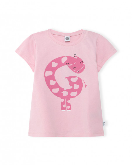 Tee-shirt en jersey girafe fille rose basicos baby Tee-shirt en jersey girafe fille rose basicos baby