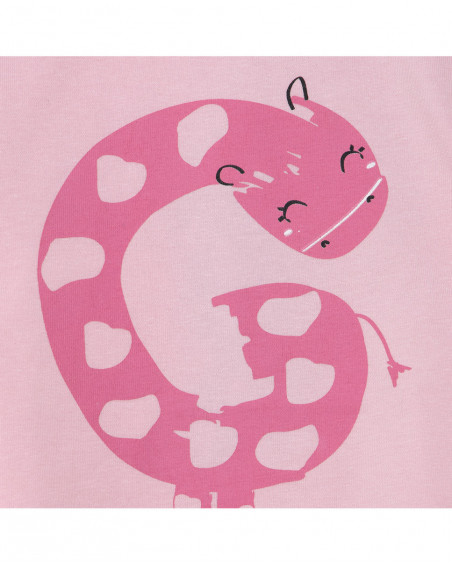 Tee-shirt en jersey girafe fille rose basicos baby Tee-shirt en jersey girafe fille rose basicos baby