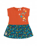 Robe en jersey imprimé fille orange smile today Robe en jersey imprimé fille orange smile today