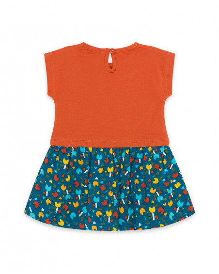 Robe en jersey imprimé fille orange smile today Robe en jersey imprimé fille orange smile today