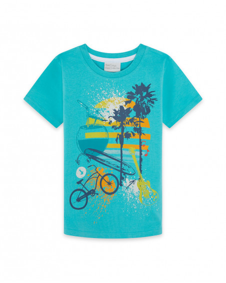 Tee-shirt en jersey imprimée garçon bleu free time Tee-shirt en jersey imprimée garçon bleu free time