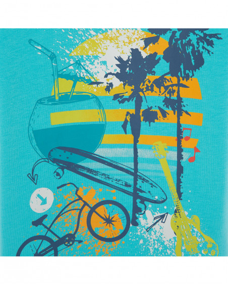 Tee-shirt en jersey imprimée garçon bleu free time Tee-shirt en jersey imprimée garçon bleu free time