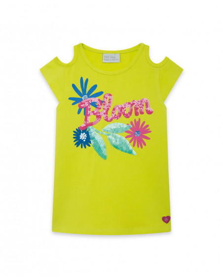 Tee-shirt en jersey message fille vert ready to bloom Tee-shirt en jersey message fille vert ready to bloom