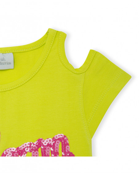 Tee-shirt en jersey message fille vert ready to bloom Tee-shirt en jersey message fille vert ready to bloom