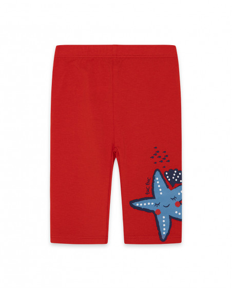 Leggings capri en jersey étoile fille rouge red submarine Leggings capri en jersey étoile fille rouge red submarine