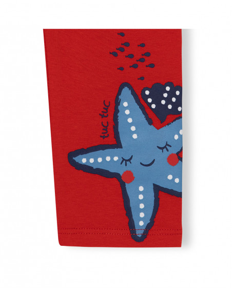 Leggings capri en jersey étoile fille rouge red submarine Leggings capri en jersey étoile fille rouge red submarine