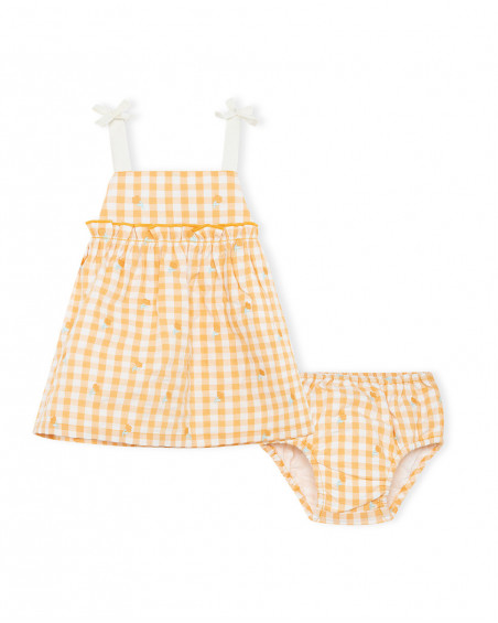 Robe chasuble à carreaux fille orange picnic time Robe chasuble à carreaux fille orange picnic time