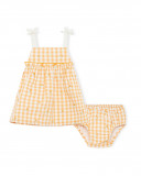 Robe chasuble à carreaux fille orange picnic time Robe chasuble à carreaux fille orange picnic time