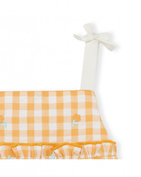 Robe chasuble à carreaux fille orange picnic time Robe chasuble à carreaux fille orange picnic time