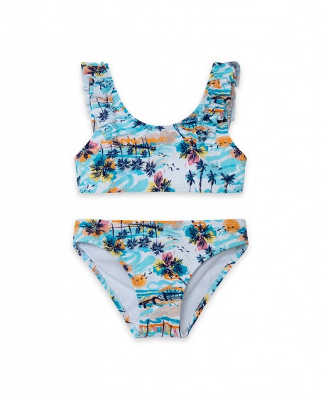 Bikini volants fille bleu venice beach Bikini volants fille bleu venice beach