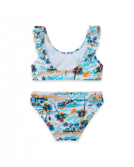 Bikini volants fille bleu venice beach Bikini volants fille bleu venice beach