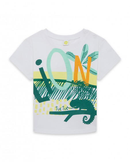 Tee-shirt en jersey imprimée garçon blanche in the jungle Tee-shirt en jersey imprimée garçon blanche in the jungle