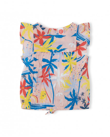 Blouse en popeline volants fille orange enjoy the sun Blouse en popeline volants fille orange enjoy the sun
