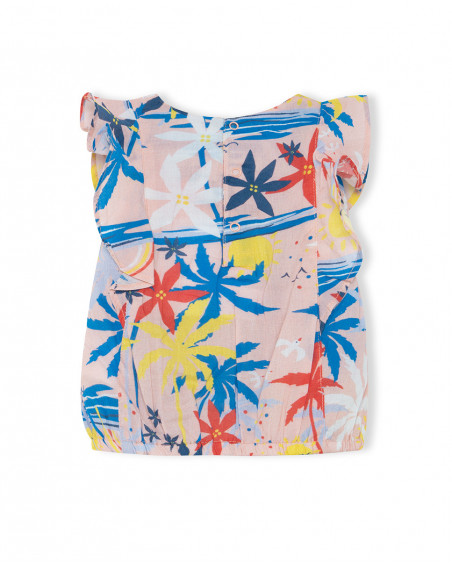 Blouse en popeline volants fille orange enjoy the sun Blouse en popeline volants fille orange enjoy the sun