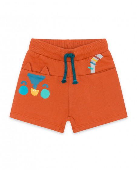 Bermuda en coton molletonné visage fille orange smile today