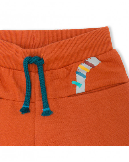 Bermuda en coton molletonné visage fille orange smile today
