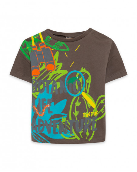 Tee-shirt en jersey imprimée garçon marron funcactus Tee-shirt en jersey imprimée garçon marron funcactus