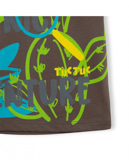 Tee-shirt en jersey imprimée garçon marron funcactus Tee-shirt en jersey imprimée garçon marron funcactus