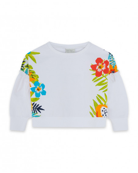 Sweat-shirt en peluche fermée fille blanche summer festival
